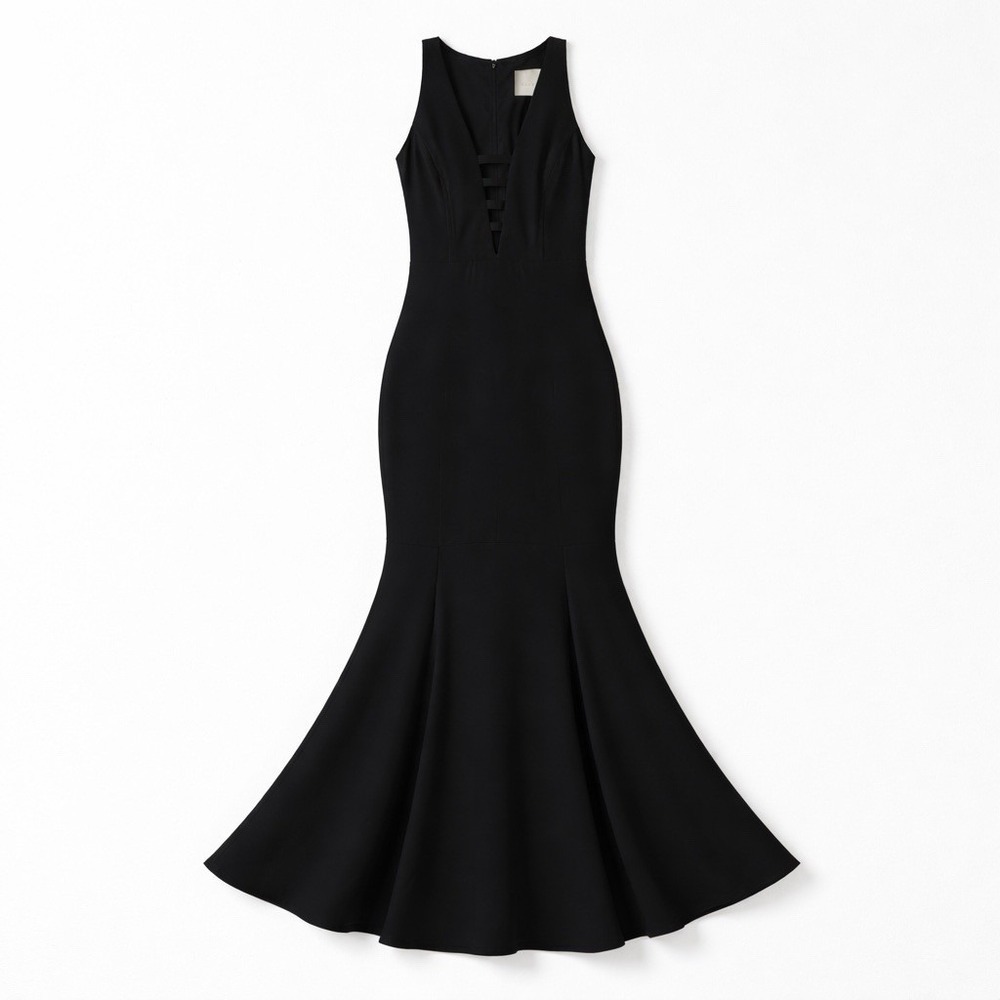 MASON Black Maxi Dress Front Cutout Sleeveless Fit Flare Mermaid Size 4 Formal - Picture 2 of 12